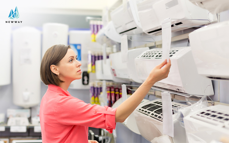 A girl looking for air conditioning units